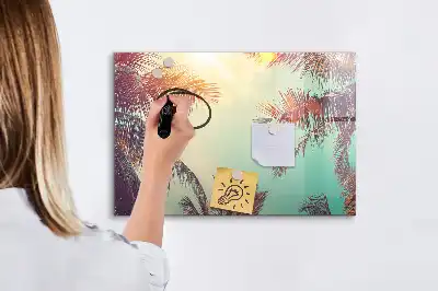 Magnetisch glazen schrijfbord met tropische palmen
