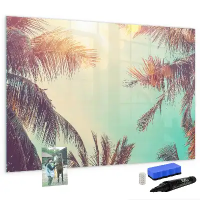 Magnetisch glazen schrijfbord met tropische palmen
