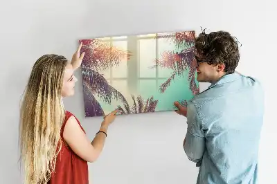 Magnetisch glazen schrijfbord met tropische palmen