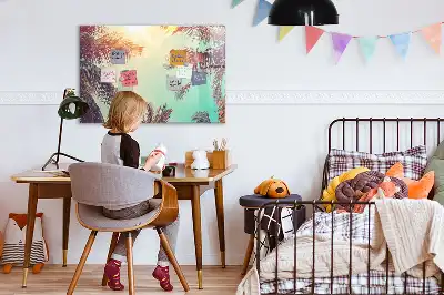 Magnetisch glazen schrijfbord met tropische palmen