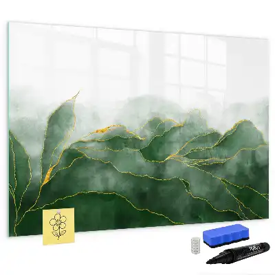 Beschrijfbaar glazen magneetbord met abstract bladontwerp