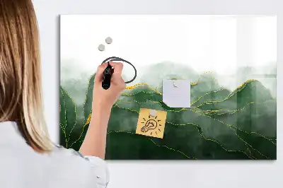 Beschrijfbaar glazen magneetbord met abstract bladontwerp