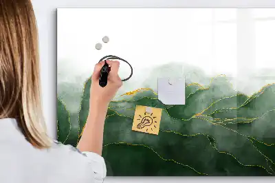 Beschrijfbaar glazen magneetbord met abstract bladontwerp