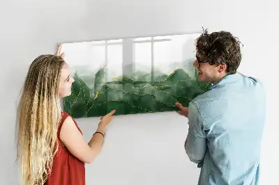 Beschrijfbaar glazen magneetbord met abstract bladontwerp