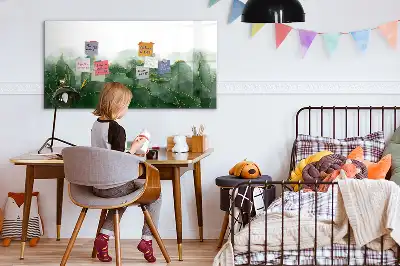Beschrijfbaar glazen magneetbord met abstract bladontwerp