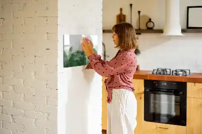 Beschrijfbaar glazen magneetbord met abstract bladontwerp