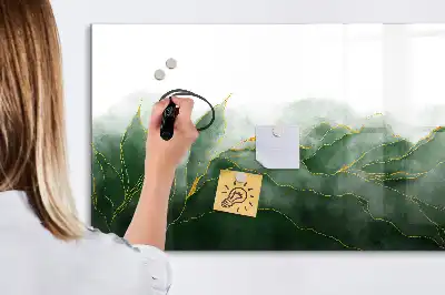 Beschrijfbaar glazen magneetbord met abstract bladontwerp