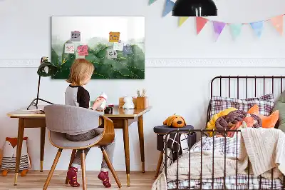 Beschrijfbaar glazen magneetbord met abstract bladontwerp