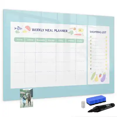 Magnetisch glazen memobord voor maaltijdplanning geschikt voor notities en foto's