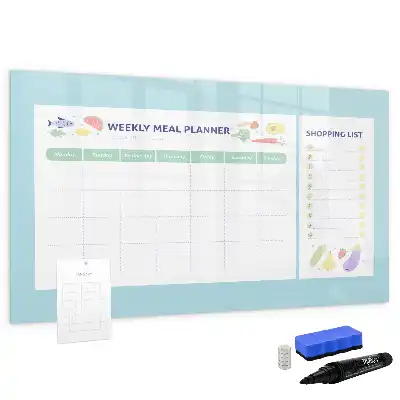 Magnetisch glazen memobord voor maaltijdplanning geschikt voor notities en foto's
