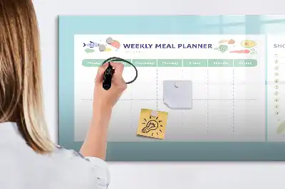 Magnetisch glazen memobord voor maaltijdplanning geschikt voor notities en foto's