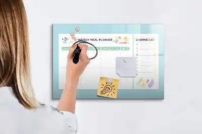Magnetisch glazen memobord voor maaltijdplanning geschikt voor notities en foto's