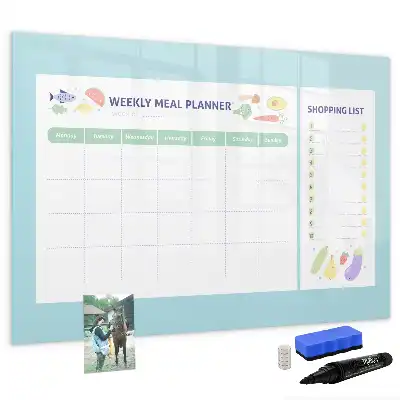 Magnetisch glazen memobord voor maaltijdplanning geschikt voor notities en foto's