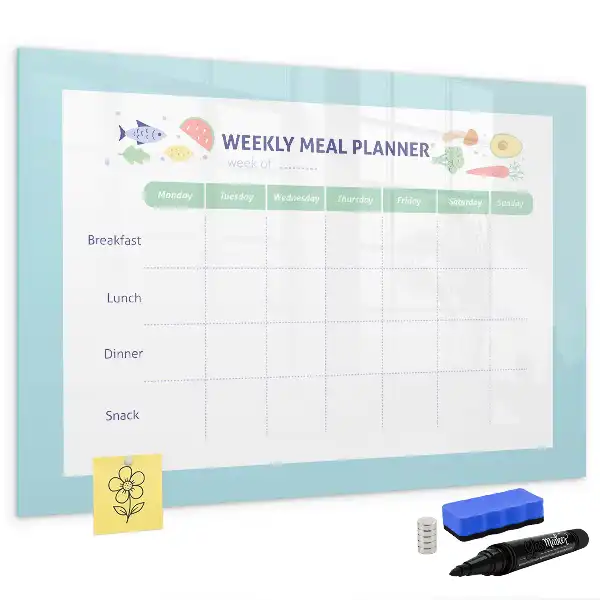 Glazen maaltijdplanner beschrijfbaar magneetbord met design