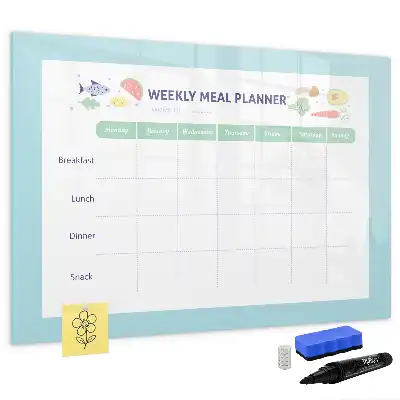 Glazen maaltijdplanner beschrijfbaar magneetbord met design