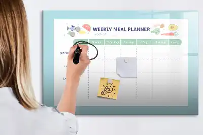 Glazen maaltijdplanner beschrijfbaar magneetbord met design
