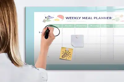 Glazen maaltijdplanner beschrijfbaar magneetbord met design