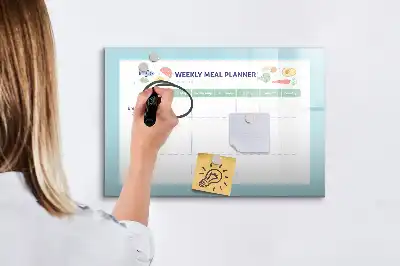 Glazen maaltijdplanner beschrijfbaar magneetbord met design