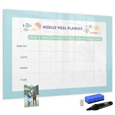 Glazen maaltijdplanner beschrijfbaar magneetbord met design