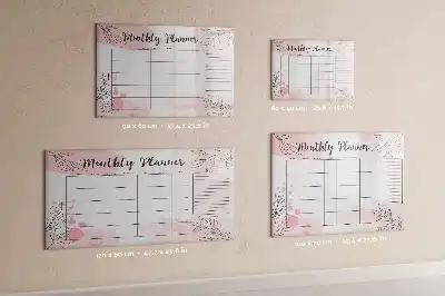 Magnetisch glazen schrijfbord voor notities en foto's roze maandplanner