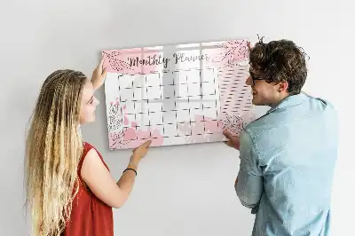Magnetisch glazen schrijfbord voor notities en foto's roze maandplanner