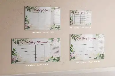 Beschrijfbaar glazen magneetbord met rozendessin