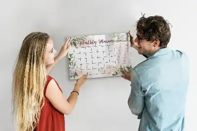 Beschrijfbaar glazen magneetbord met rozendessin
