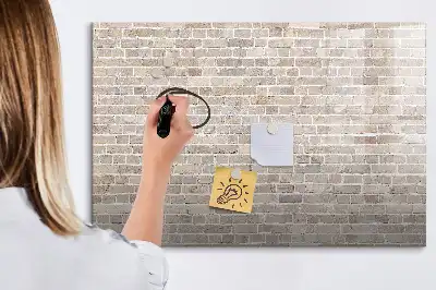 Magnetisch glazen schrijfbord voor notities en foto's met print van een bakstenen muur