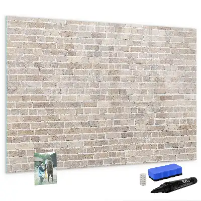Magnetisch glazen schrijfbord voor notities en foto's met print van een bakstenen muur