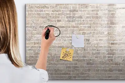 Magnetisch glazen schrijfbord voor notities en foto's met print van een bakstenen muur