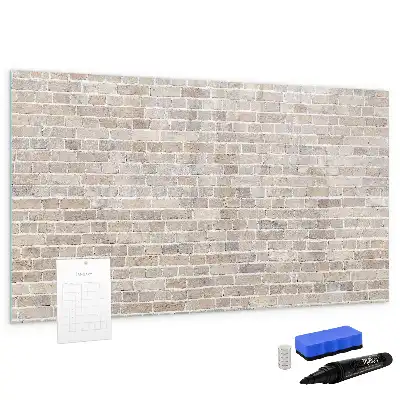 Magnetisch glazen schrijfbord voor notities en foto's met print van een bakstenen muur