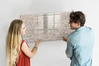 Magnetisch glazen schrijfbord voor notities en foto's met print van een bakstenen muur