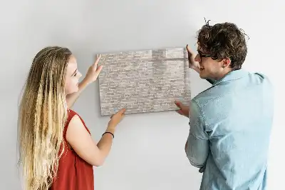 Magnetisch glazen schrijfbord voor notities en foto's met print van een bakstenen muur