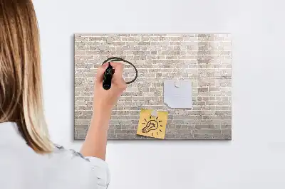 Magnetisch glazen schrijfbord voor notities en foto's met print van een bakstenen muur