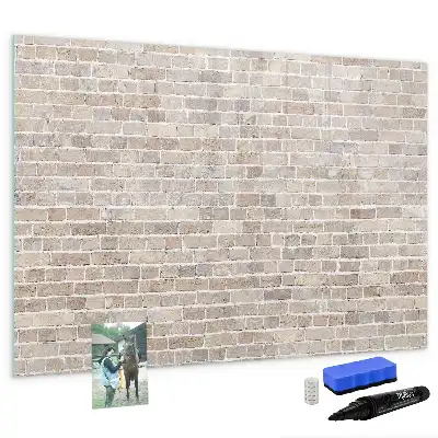 Magnetisch glazen schrijfbord voor notities en foto's met print van een bakstenen muur
