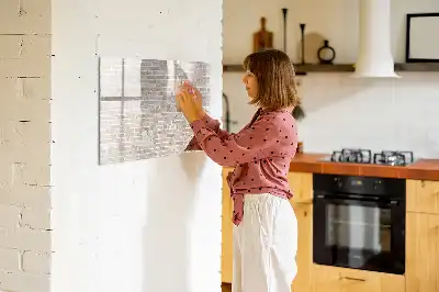 Magnetisch glazen schrijfbord voor notities en foto's met print van een bakstenen muur