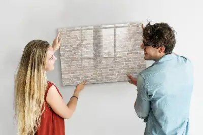 Magnetisch glazen schrijfbord voor notities en foto's met print van een bakstenen muur