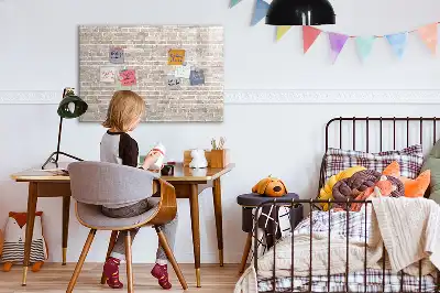 Magnetisch glazen schrijfbord voor notities en foto's met print van een bakstenen muur