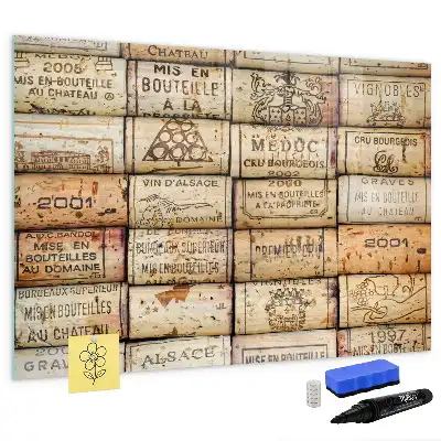 Glazen magneetbord beschrijfbaar met design wijnkurken