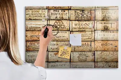Glazen magneetbord beschrijfbaar met design wijnkurken