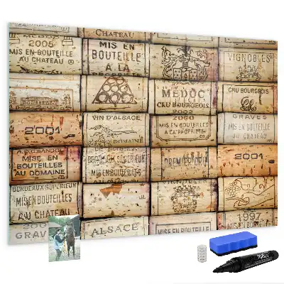 Glazen magneetbord beschrijfbaar met design wijnkurken