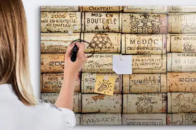 Glazen magneetbord beschrijfbaar met design wijnkurken