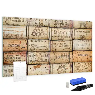 Glazen magneetbord beschrijfbaar met design wijnkurken