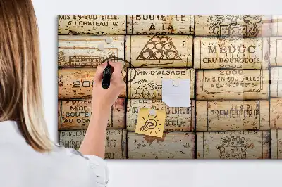 Glazen magneetbord beschrijfbaar met design wijnkurken