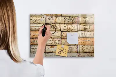 Glazen magneetbord beschrijfbaar met design wijnkurken