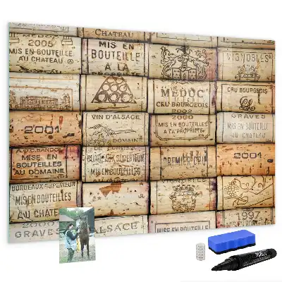 Glazen magneetbord beschrijfbaar met design wijnkurken