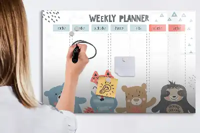 Magnetisch glazen memobord voor weekplanning