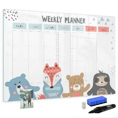 Magnetisch glazen memobord voor weekplanning
