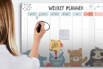 Magnetisch glazen memobord voor weekplanning