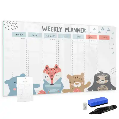 Magnetisch glazen memobord voor weekplanning
